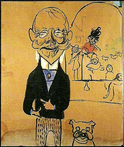 Carl Larsson sjalvportratt karikatyr France oil painting art